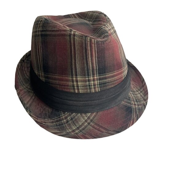 Plaid Fedora Plaid Hat Factory Faded Zara 24 in Large u - Picture 2 of 6